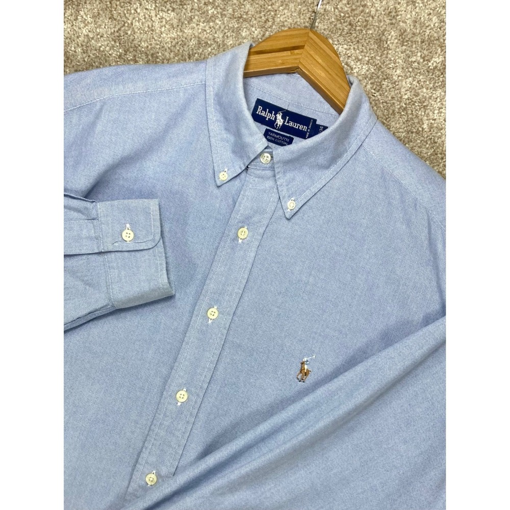 Ralph Lauren Yarmouth Oxford Button Down Shirt Mens 16.5-34 Blue Cotton Preppy
